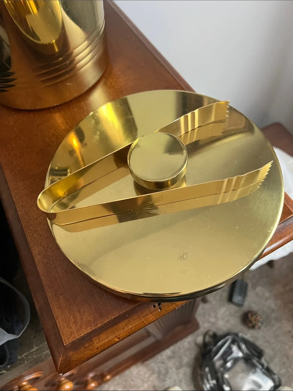 Gold Ice Bucket with Tongs - Elegant Home Bar Accessory
